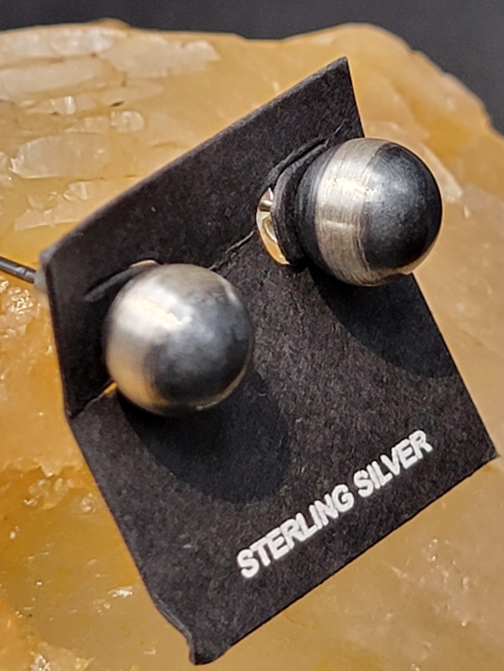 8mm Navajo Pearl Style Stud Earrings 925 Sterling Silver Southwestern Boho